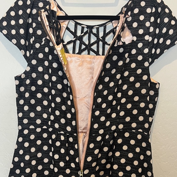 Anthropologie Maeve Polka Dots Dress Black and White with cutouts size 12 - Picture 13 of 15